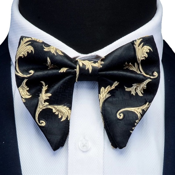 Groomsland Other - Men's Black Baroque Style Party Bow Tie